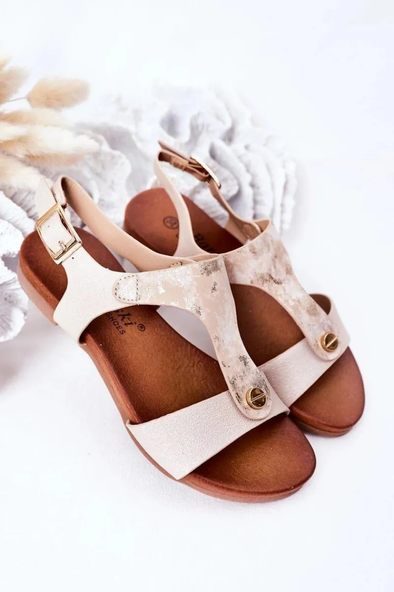 Hot Damskie buty S.Barski Dziecięce Sandały S.Barski Comfort Złote