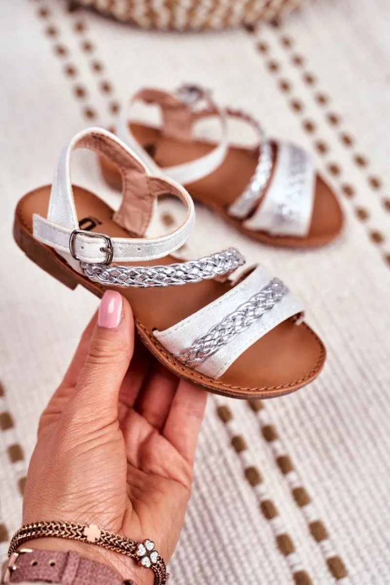 Dziewczęce>Boto Dziecięce Sandały Srebrne Kremo