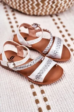 Dziewczęce>Boto Dziecięce Sandały Srebrne Kremo