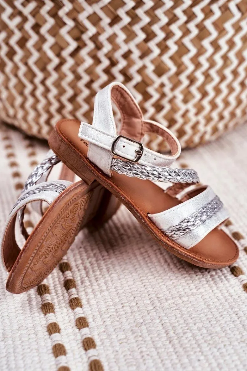 Dziewczęce>Boto Dziecięce Sandały Srebrne Kremo