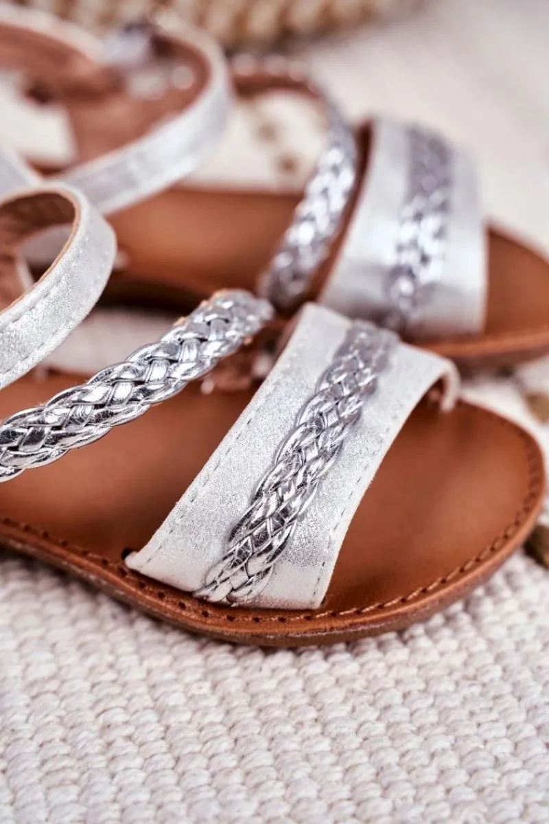 Dziewczęce>Boto Dziecięce Sandały Srebrne Kremo