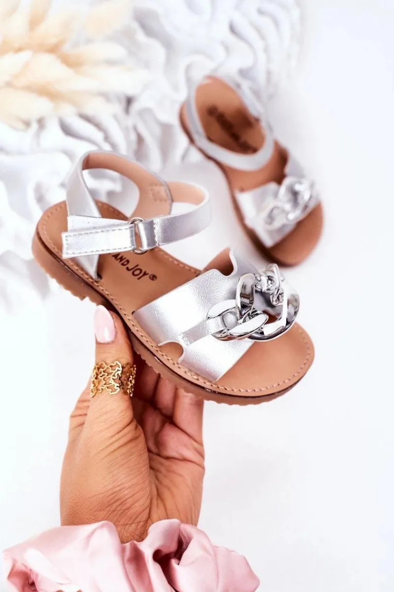 Online Boto Dziecięce Sandały Z Łańcuchem Srebrne Buffy