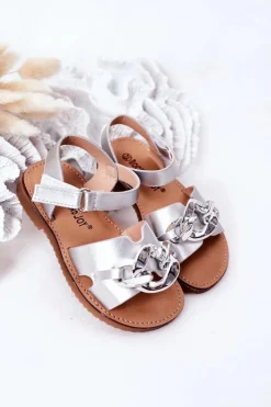 Online Boto Dziecięce Sandały Z Łańcuchem Srebrne Buffy