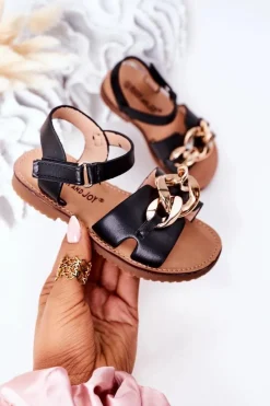 Dziewczęce>Boto Dziecięce Sandały Z Łańcuchem Czarne Buffy