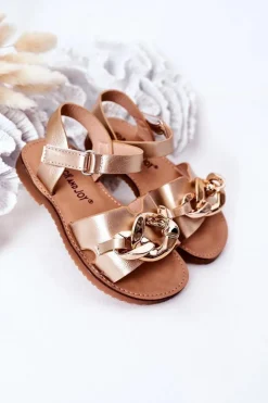 Dziecięce Sandały Z Łańcuchem Złote Buffy Dzieci Dziewczęce