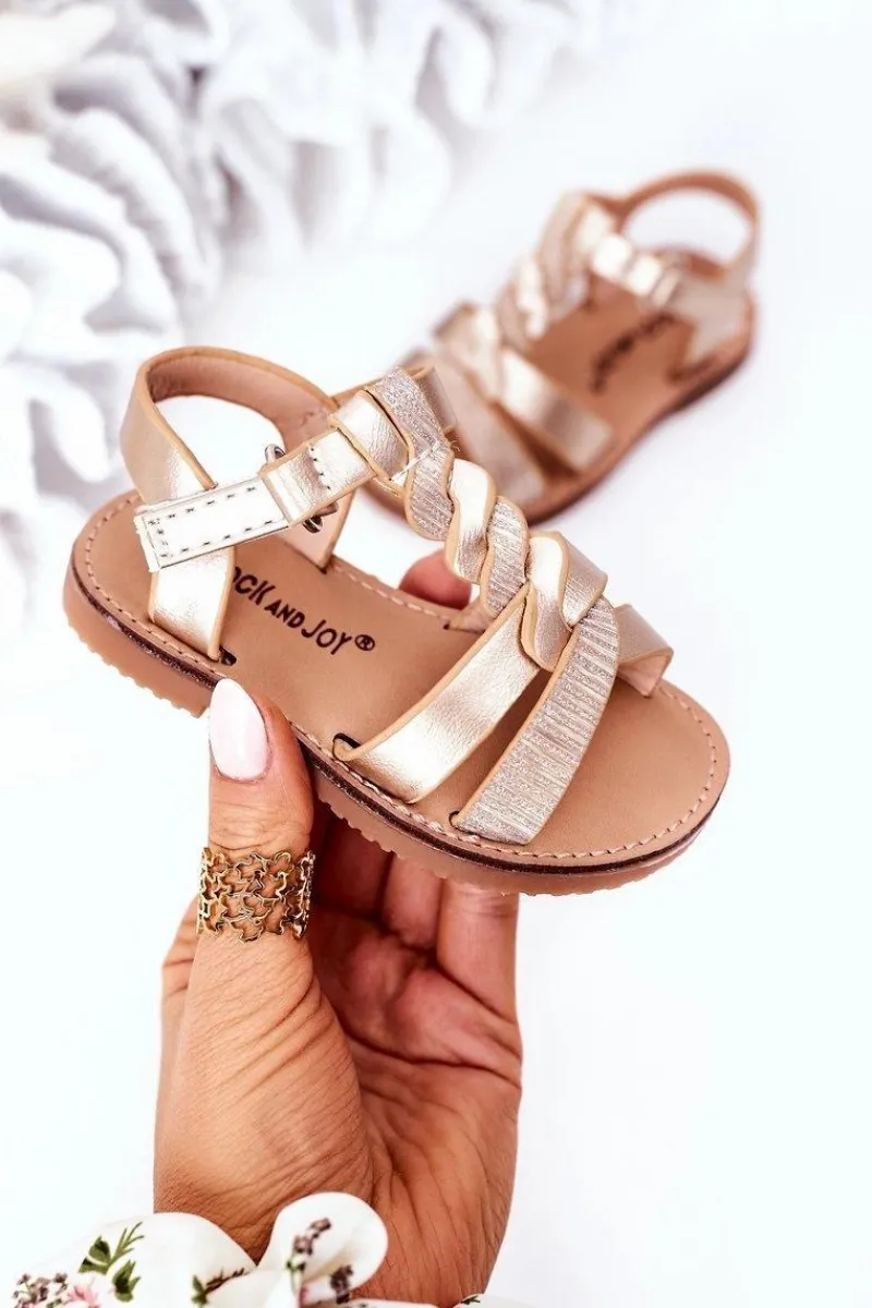 Dziewczęce>Boto Dziecięce Sandały Z Brokatem Złote Batilda