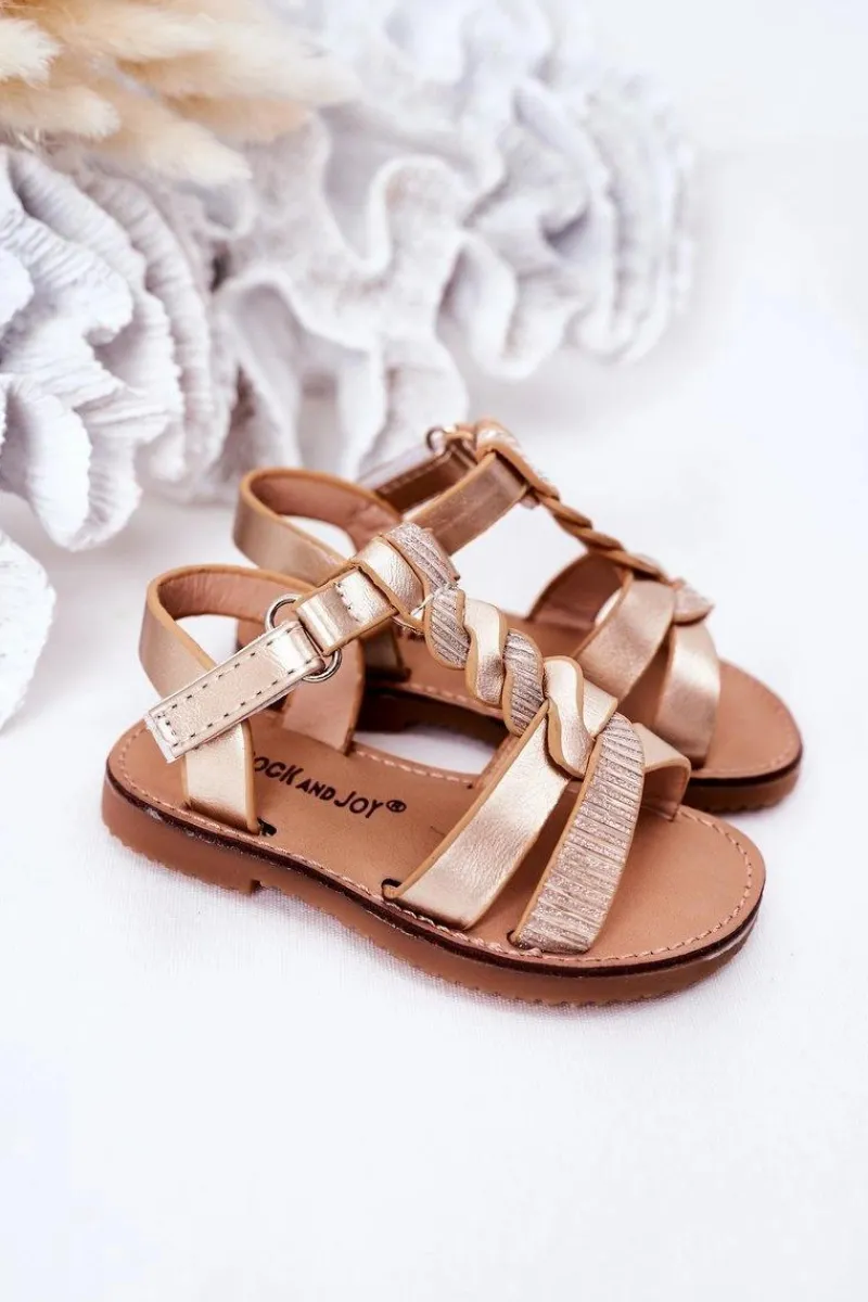 Dziewczęce>Boto Dziecięce Sandały Z Brokatem Złote Batilda