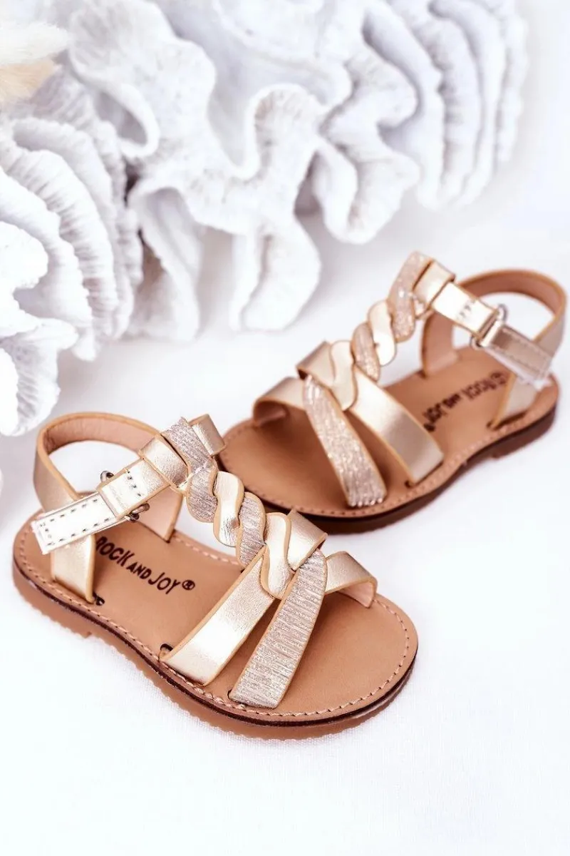 Dziewczęce>Boto Dziecięce Sandały Z Brokatem Złote Batilda