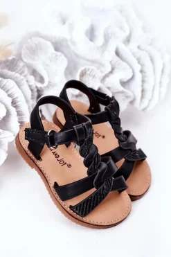 Outlet Dziecięce Sandały Z Brokatem Czarne Batilda Dzieci Dziewczęce