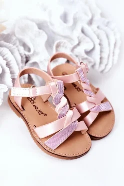 Outlet Boto Dziecięce Sandały Z Brokatem Różowe Batilda