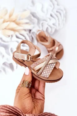 Discount Boto Dziecięce Sandały Z Cekinami Złote Becky