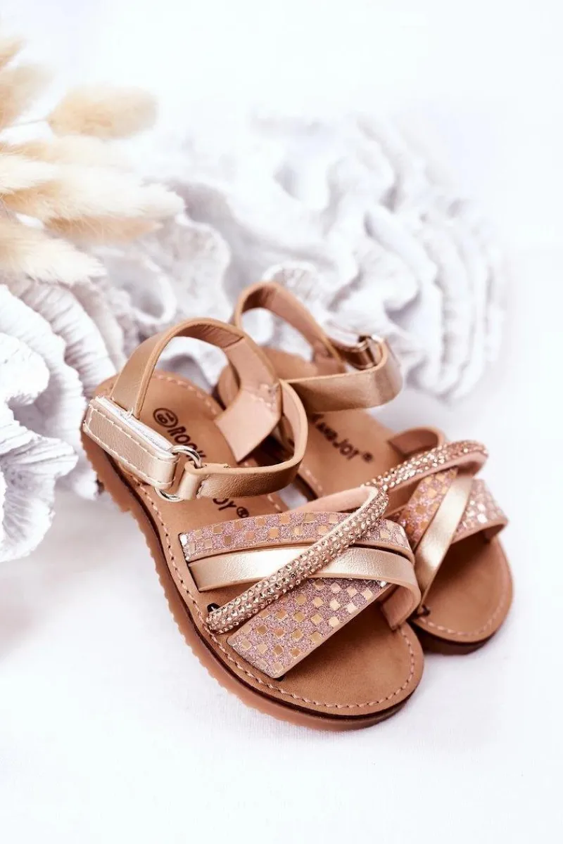 Discount Boto Dziecięce Sandały Z Cekinami Złote Becky