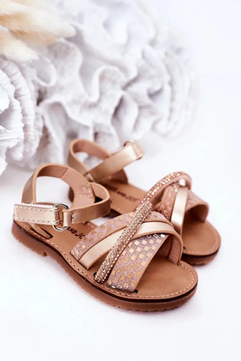 Discount Boto Dziecięce Sandały Z Cekinami Złote Becky