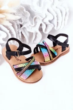 Dziewczęce></noscript>Boto Dziecięce Sandały Z Cekinami Czarne Becky