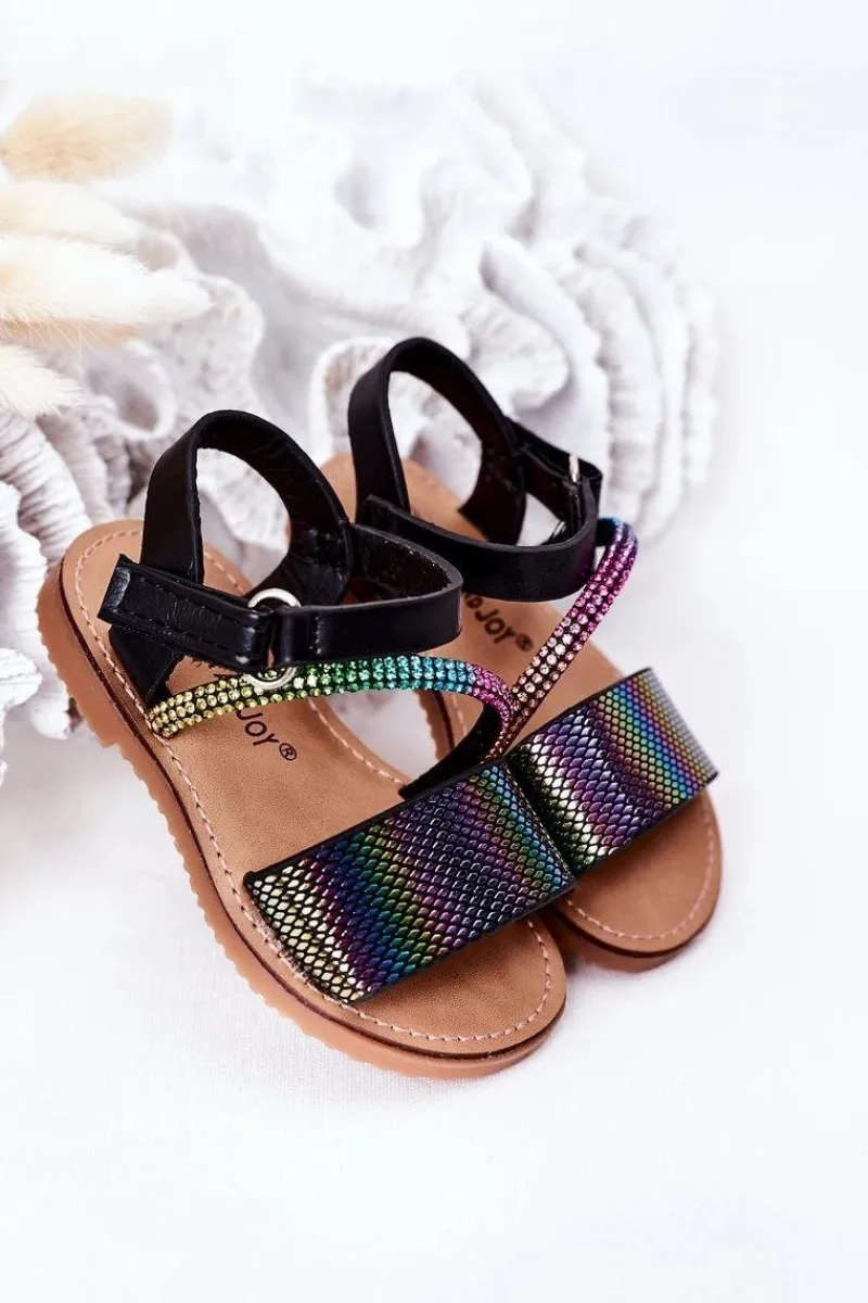 Dziewczęce>Boto Dziecięce Sandały Z Cekinami Czarne Blake