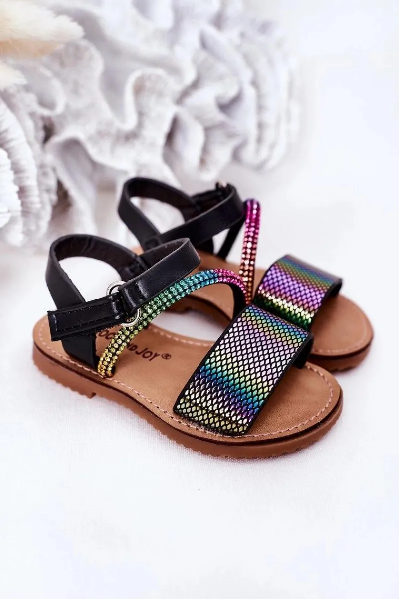 Dziewczęce>Boto Dziecięce Sandały Z Cekinami Czarne Blake