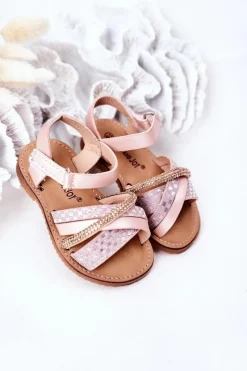 Dziecięce Sandały Z Cekinami Różowe Becky Dzieci Dziewczęce