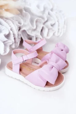 Dziecięce Sandały Z Kokardą Fioletowe Abbie Dzieci Dziewczęce