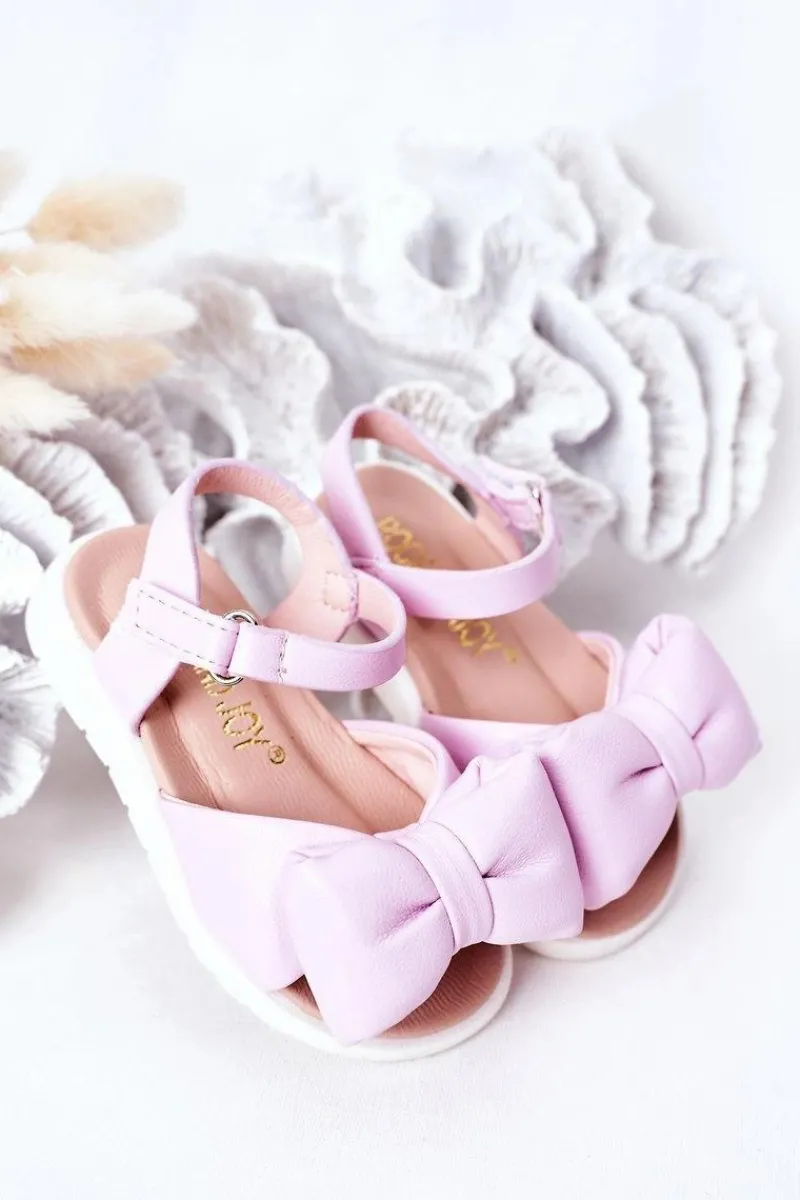 Dziecięce Sandały Z Kokardą Fioletowe Abbie Dzieci Dziewczęce