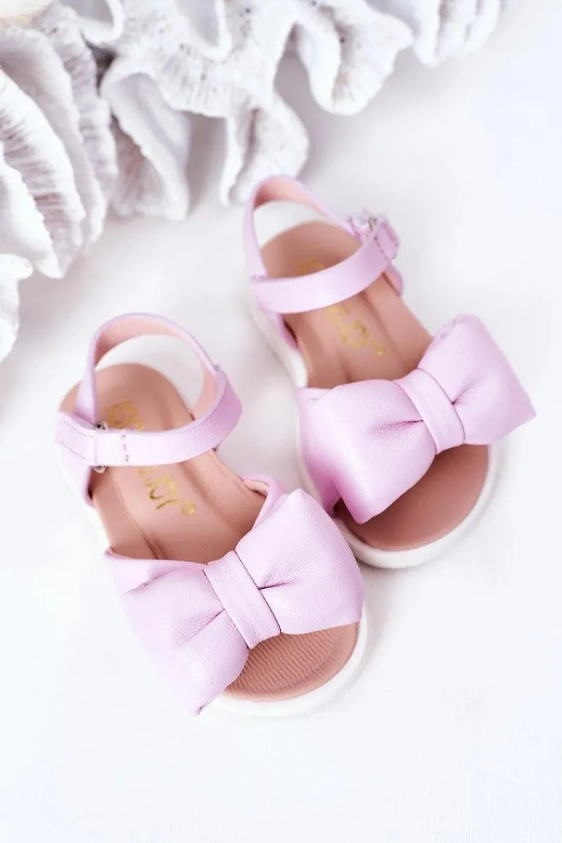 Dziecięce Sandały Z Kokardą Fioletowe Abbie Dzieci Dziewczęce