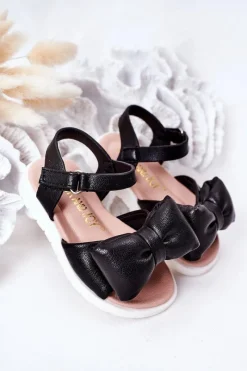 Clearance Boto Dziecięce Sandały Z Kokardą Czarne Abbie