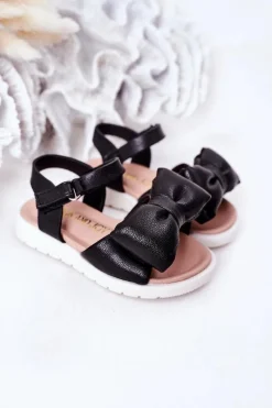 Clearance Boto Dziecięce Sandały Z Kokardą Czarne Abbie