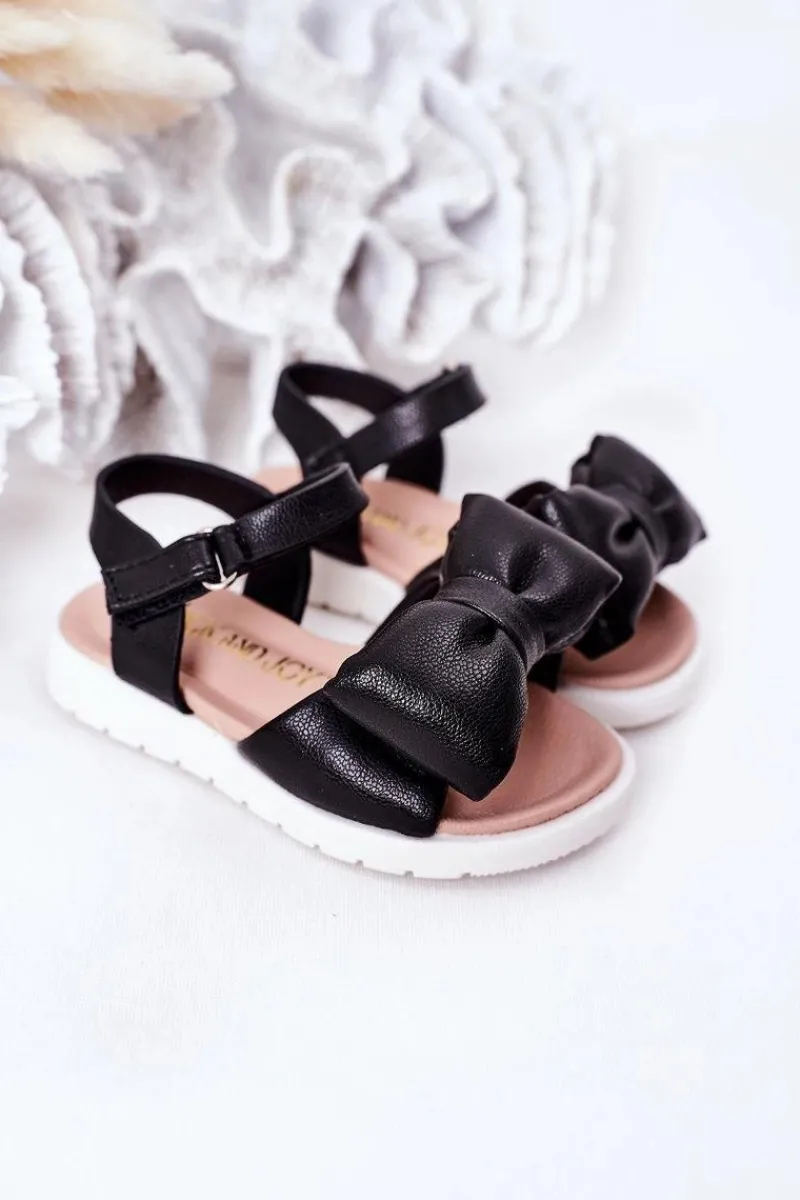 Clearance Boto Dziecięce Sandały Z Kokardą Czarne Abbie