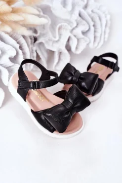 Clearance Boto Dziecięce Sandały Z Kokardą Czarne Abbie