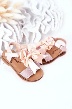 Discount Boto Dziecięce Sandały Z Kokardą Różowe Beebee