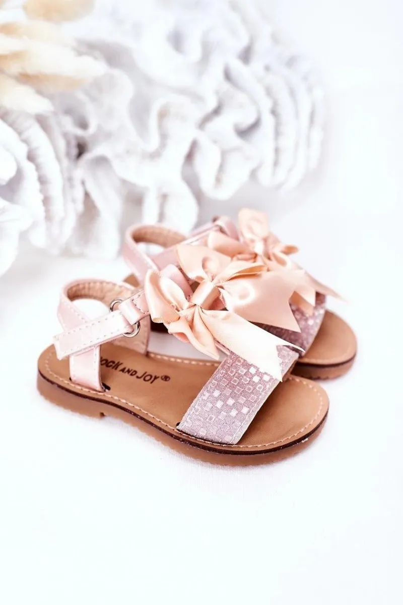 Discount Boto Dziecięce Sandały Z Kokardą Różowe Beebee