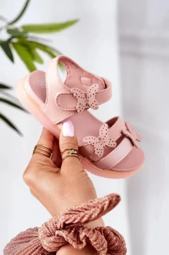 Discount Dziecięce Sandały Z Motylkami Na Rzep Różowe Malvika Dzieci Dziewczęce