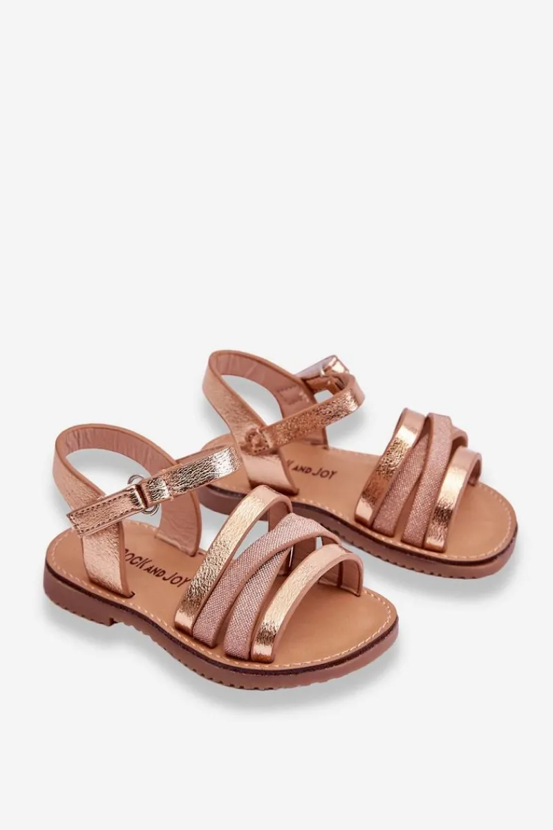 Online Boto Dziecięce Sandały Z Paseczkami Różowe Złoto Isla Złoty