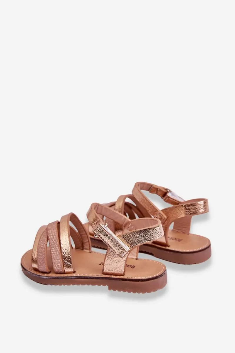 Online Boto Dziecięce Sandały Z Paseczkami Różowe Złoto Isla Złoty