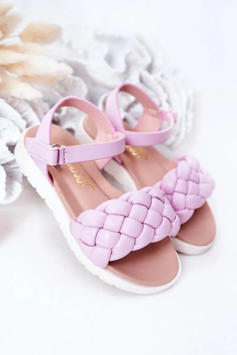 Discount Dziecięce Sandały Z Plecionką Fioletowe Adella Dzieci Dziewczęce