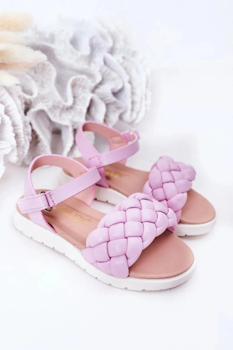 Discount Dziecięce Sandały Z Plecionką Fioletowe Adella Dzieci Dziewczęce
