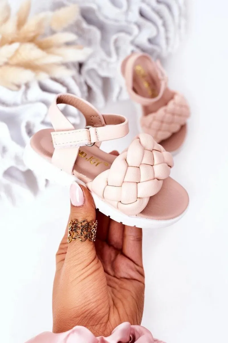 Online Boto Dziecięce Sandały Z Plecionką Różowe Adella