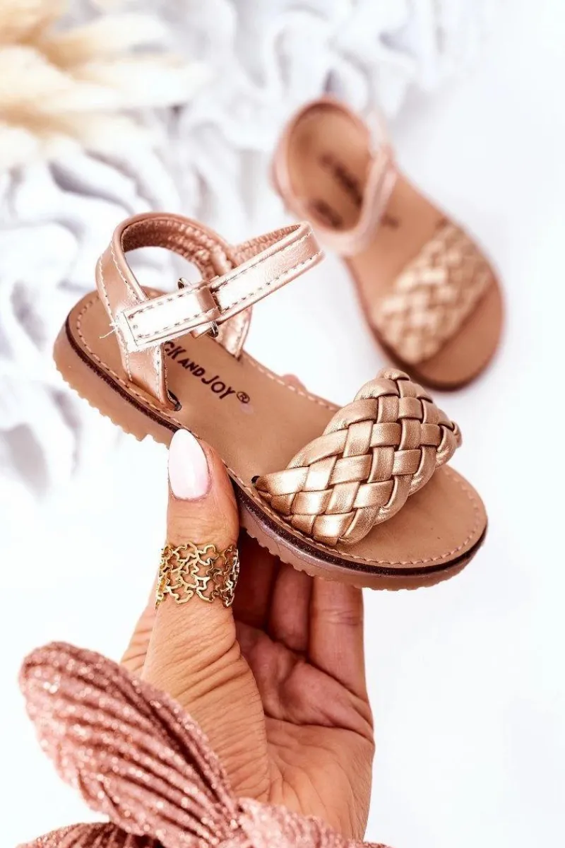 Online Boto Dziecięce Sandały Z Plecionką Różowe Złoto Bailly