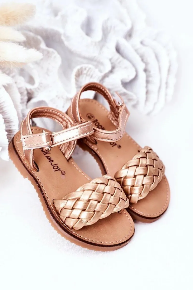 Online Boto Dziecięce Sandały Z Plecionką Różowe Złoto Bailly