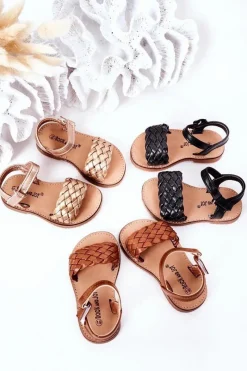 Online Boto Dziecięce Sandały Z Plecionką Różowe Złoto Bailly