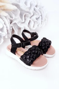 Dziewczęce>Boto Dziecięce Sandały Z Plecionką Czarne Adella Czarny