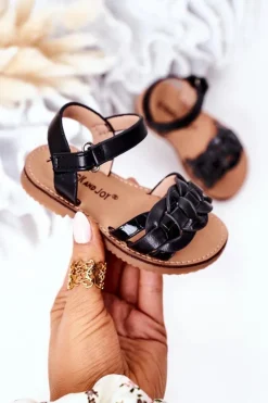 Dziewczęce>Boto Dziecięce Sandały Z Wężowym Wzorem Czarne Baxlee Czarny