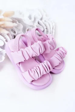 Dziewczęce>Boto Dziecięce Sandały Ze Ściągaczem Fioletowe Sweetness