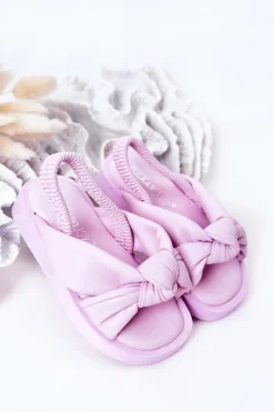 Sale Dziecięce Sandały Ze Ściągaczem Fioletowe Bubble Gum Dzieci Dziewczęce