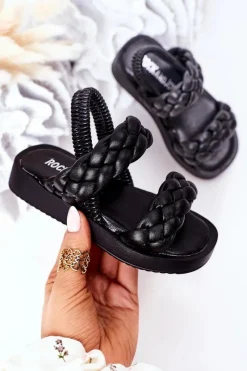 Dziewczęce>Boto Dziecięce Sandały Ze Ściągaczem Czarne Cutie-Pie