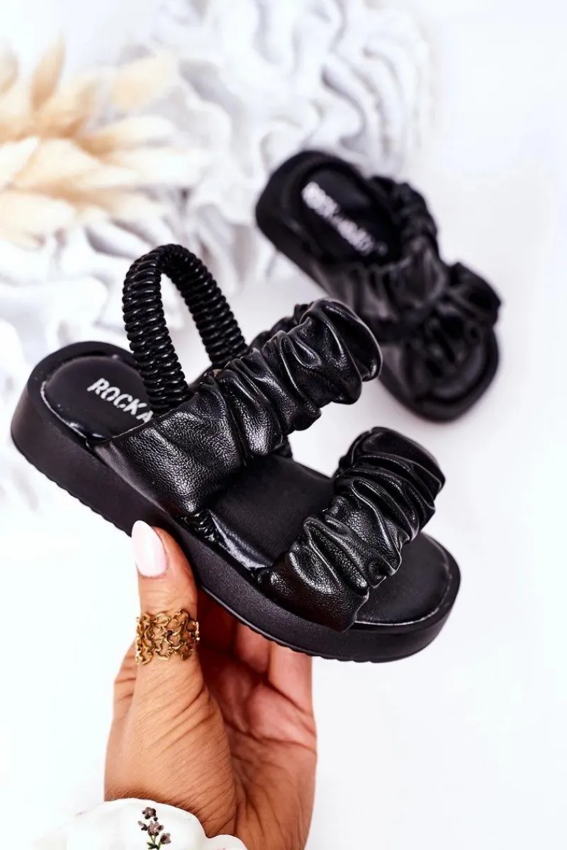 Dziecięce Sandały Ze Ściągaczem Czarne Sweetness Dzieci Dziewczęce