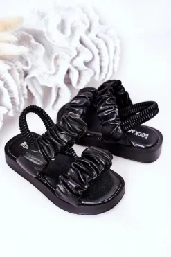 Dziecięce Sandały Ze Ściągaczem Czarne Sweetness Dzieci Dziewczęce