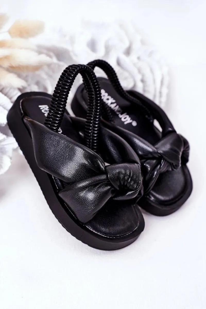 Boto Dziecięce Sandały Ze Ściągaczem Czarne Bubble Gum