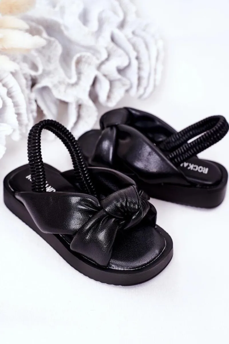 Boto Dziecięce Sandały Ze Ściągaczem Czarne Bubble Gum