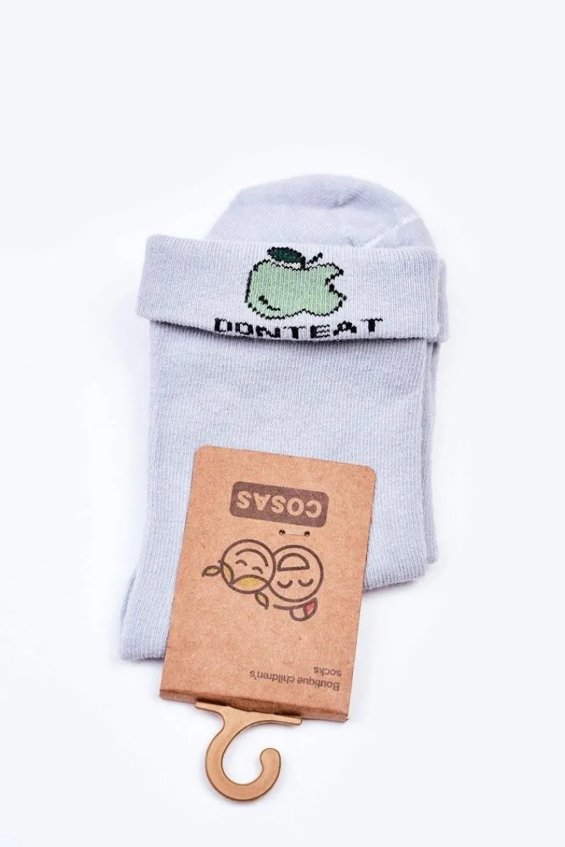 Clearance Dziecięce Skarpetki Bawełniane Z Jabłuszkiem Niebieske Skarpetki|Skarpetki