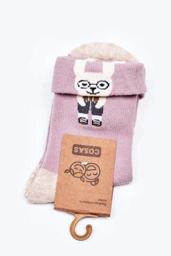 Best COSAS Dziecięce Skarpetki Bawełniane Z Króliczkiem Fioletowe